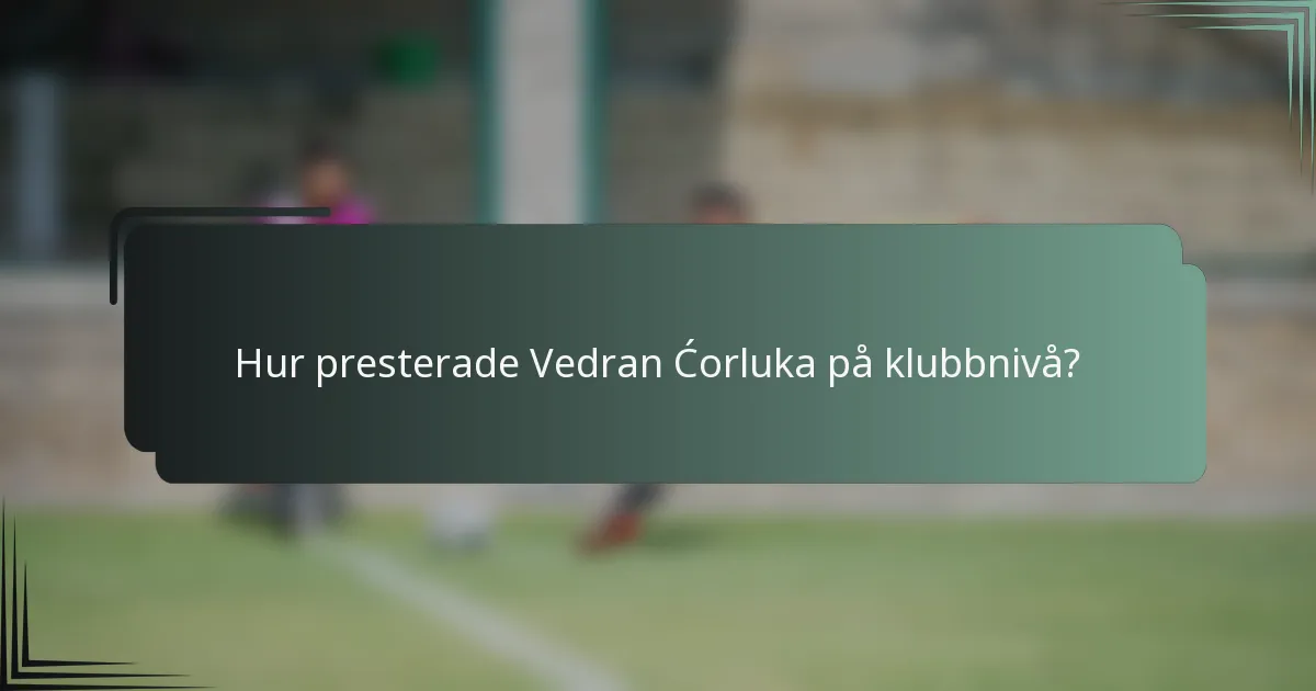 Hur presterade Vedran Ćorluka på klubbnivå?