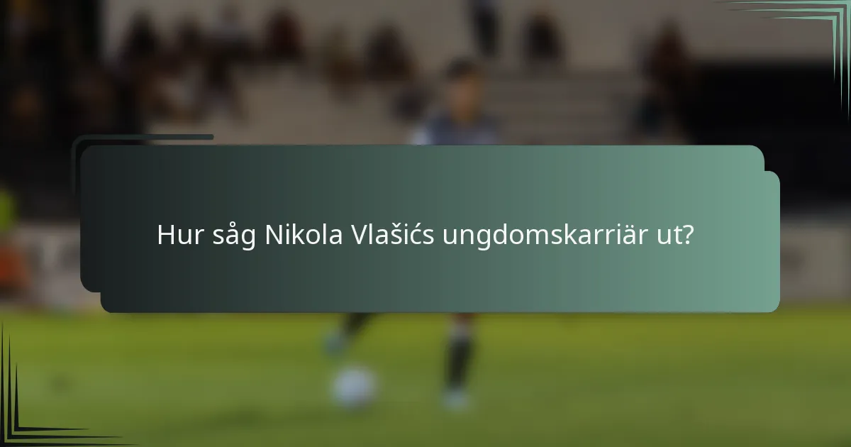 Hur såg Nikola Vlašićs ungdomskarriär ut?