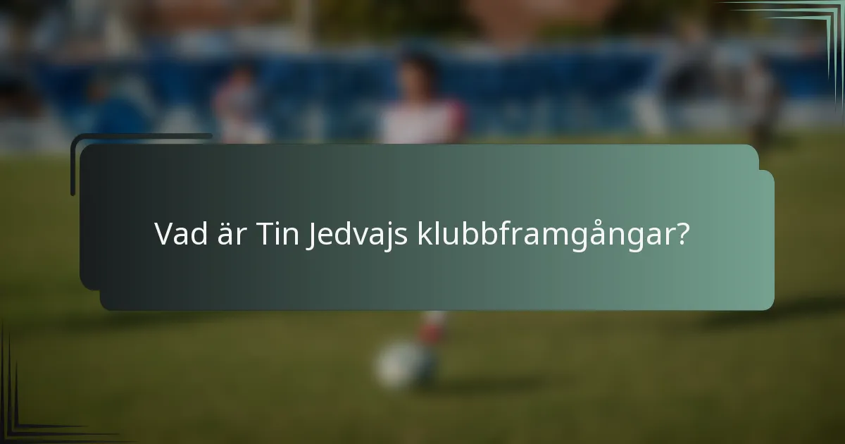 Vad är Tin Jedvajs klubbframgångar?