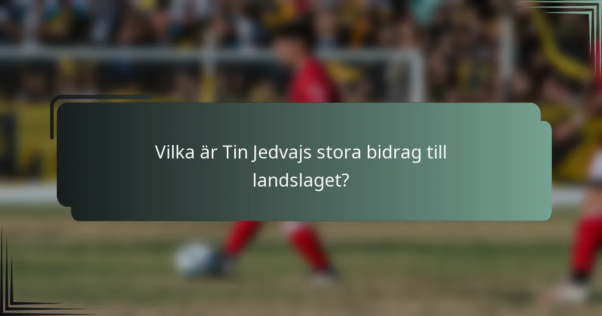 Vilka är Tin Jedvajs stora bidrag till landslaget?