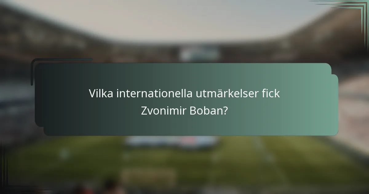 Vilka internationella utmärkelser fick Zvonimir Boban?