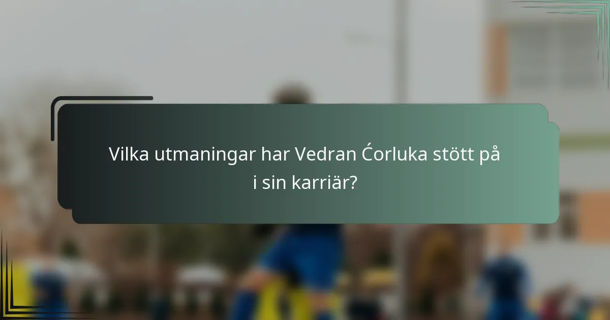Vilka utmaningar har Vedran Ćorluka stött på i sin karriär?