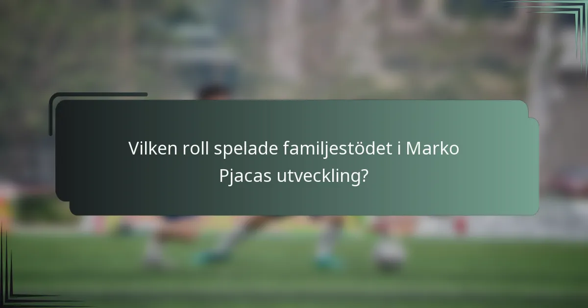 Vilken roll spelade familjestödet i Marko Pjacas utveckling?